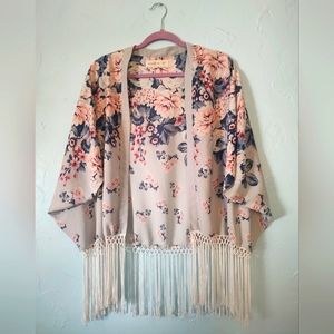 Floral and Fringe lightweight shawl